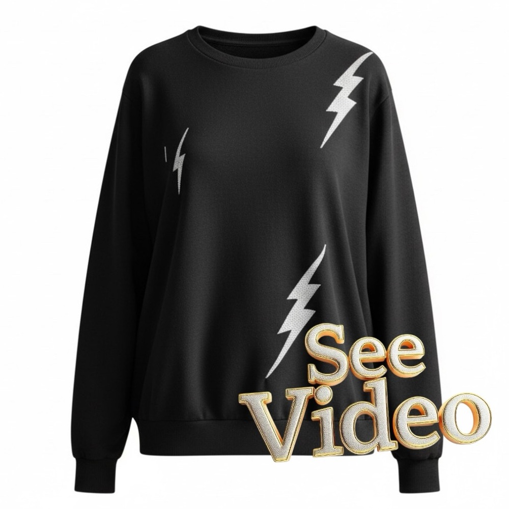 💕(ANY 2/$30) TORRID Black Sweatshirt with Lightning Bolts Design